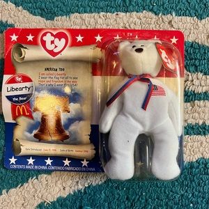 Ty McDonald's Teenie Beanie Baby Libearty the Bear 2000 American Trio New Sealed